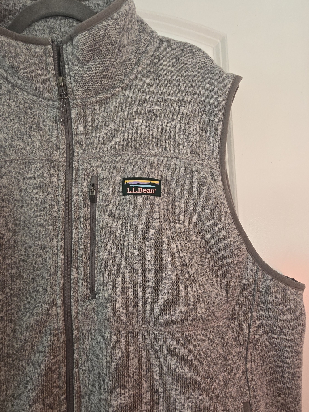 L.L. Bean Gray Heather Full-Zip Fleece Vest - Picture 2 of 3